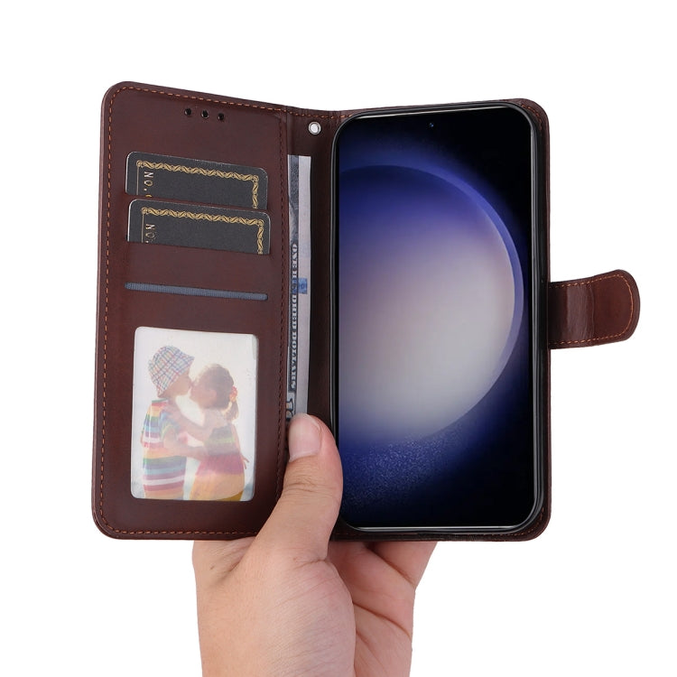 For Samsung Galaxy S25 5G ENKAY Card Wallet Calf Texture Leather Phone Case with Screen Film(Blue) - Galaxy S25 5G Cases by ENKAY | Online Shopping UK | buy2fix