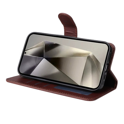 For Samsung Galaxy S25 Ultra 5G ENKAY Card Wallet Calf Texture Leather Phone Case with Screen Film(Black) - Galaxy S25 Ultra 5G Cases by ENKAY | Online Shopping UK | buy2fix