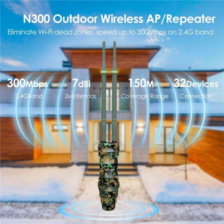 WAVLINK WN570HN2 Poe Weatherproof WiFi Extender 300Mbps High Power Outdoor Router, Plug:US Plug - Wireless Routers by WAVLINK | Online Shopping UK | buy2fix