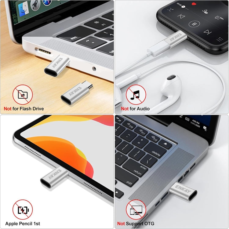 ENKAY ENK-AT120 Aluminium Alloy 8 Pin to Type-C Data Transfer & Charging Adapter(Black) - Converter & Adapter by ENKAY | Online Shopping UK | buy2fix