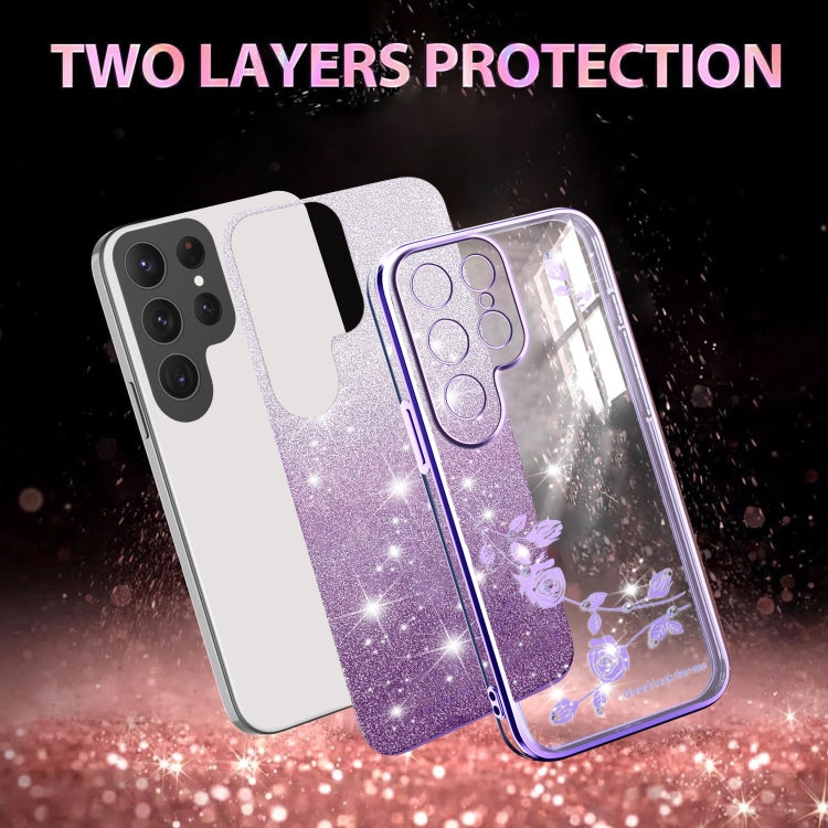 For Samsung Galaxy S25 5G Gradient Glitter Flower All-inclusive Phone Case(Purple) by buy2fix