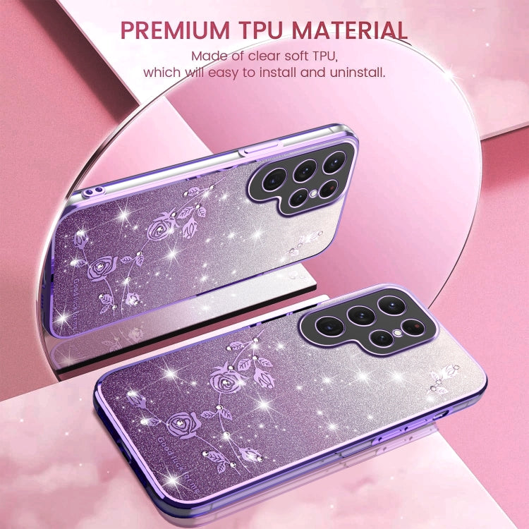 For Samsung Galaxy S25 5G Gradient Glitter Flower All-inclusive Phone Case(Purple) by buy2fix