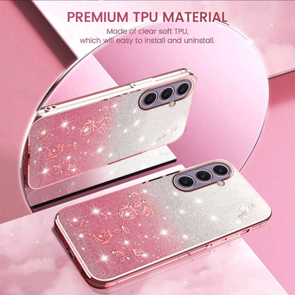For Samsung Galaxy S25+ 5G Gradient Glitter Flower All-inclusive Phone Case(Pink) by buy2fix