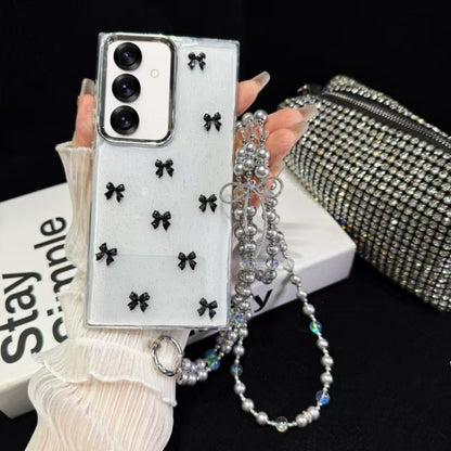 For Samsung Galaxy S25+ 5G Little Fresh Bow Neck Chain TPU Phone Case(Black) by buy2fix