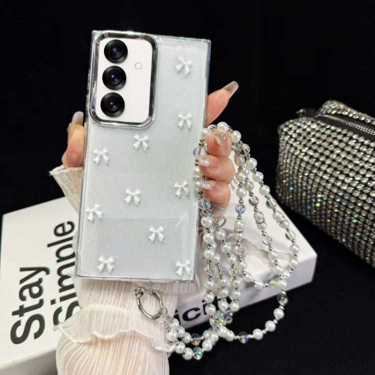 For Samsung Galaxy S25+ 5G Little Fresh Bow Neck Chain TPU Phone Case(White) by buy2fix