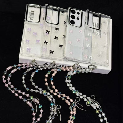 For Samsung Galaxy S25 Ultra 5G Little Fresh Bow Neck Chain TPU Phone Case(Pink) by buy2fix