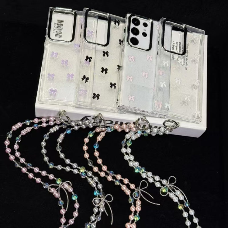 For Samsung Galaxy S25 Ultra 5G Little Fresh Bow Neck Chain TPU Phone Case(White) by buy2fix
