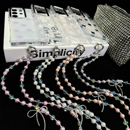 For Samsung Galaxy S25+ 5G Little Fresh Bow Neck Chain TPU Phone Case(Pink) by buy2fix