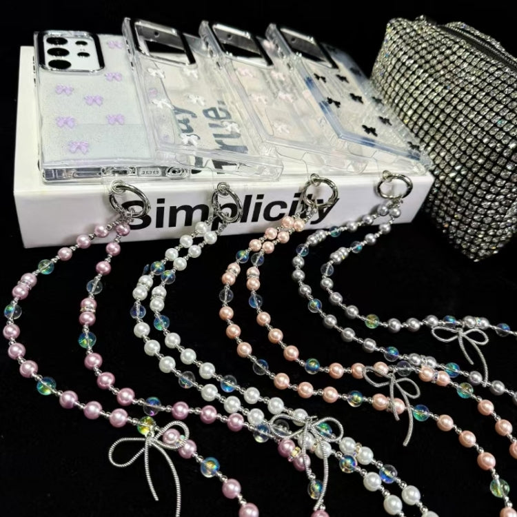 For Samsung Galaxy S25 Ultra 5G Little Fresh Bow Neck Chain TPU Phone Case(Pink) by buy2fix