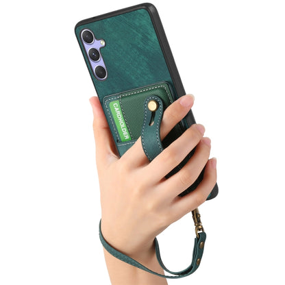 For Samsung Galaxy S25 Ultra 5G Retro Cross Wristband Wallet Leather Back Phone Case(Green) by buy2fix