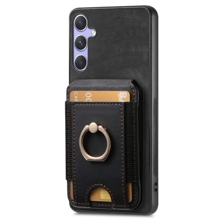 For Samsung Galaxy S25 5G Retro Splitable Magnetic Stand Card Bag Leather Phone Case(Black) - Galaxy S25 5G Cases by buy2fix | Online Shopping UK | buy2fix