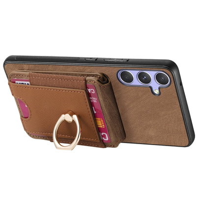 For Samsung Galaxy S25 5G Retro Splitable Magnetic Stand Card Bag Leather Phone Case(Brown) by buy2fix