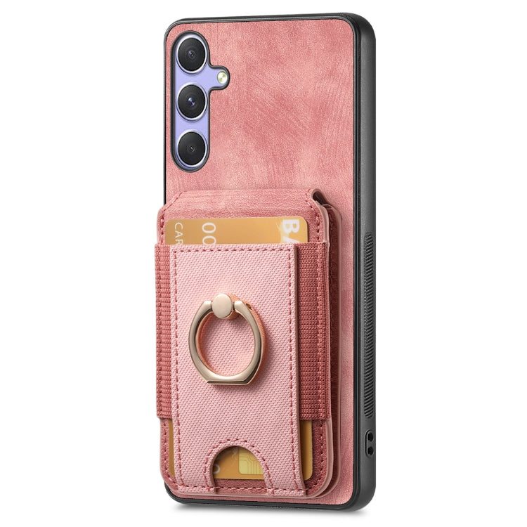 For Samsung Galaxy S25 5G Retro Splitable Magnetic Stand Card Bag Leather Phone Case(Pink) by buy2fix