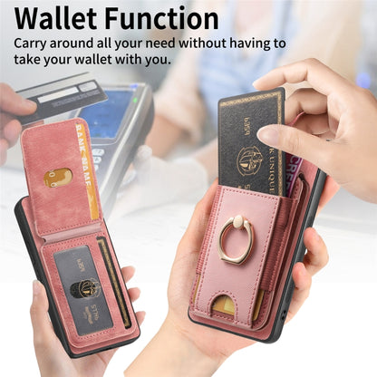 For Samsung Galaxy S25 5G Retro Splitable Magnetic Stand Card Bag Leather Phone Case(Pink) by buy2fix