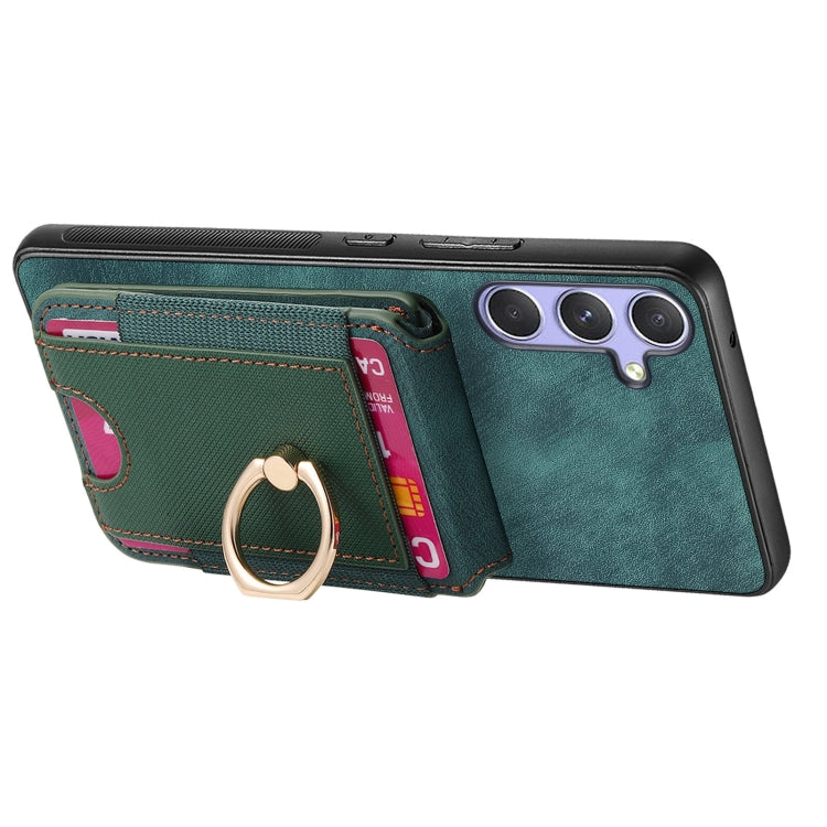 For Samsung Galaxy S25+ 5G Retro Splitable Magnetic Stand Card Bag Leather Phone Case(Green) by buy2fix