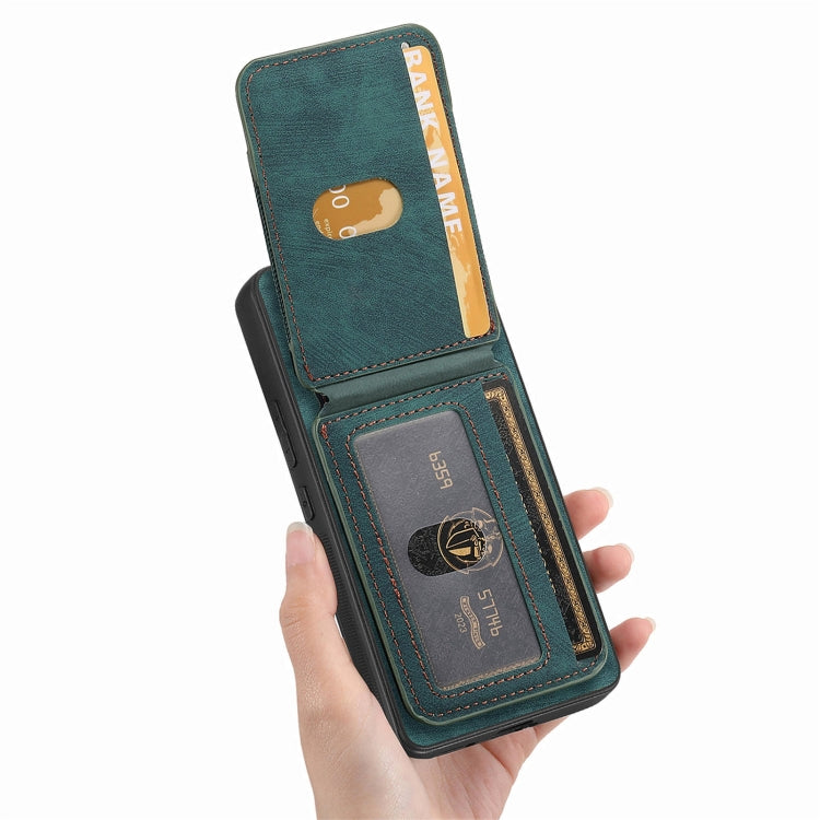 For Samsung Galaxy S25+ 5G Retro Splitable Magnetic Stand Card Bag Leather Phone Case(Green) by buy2fix