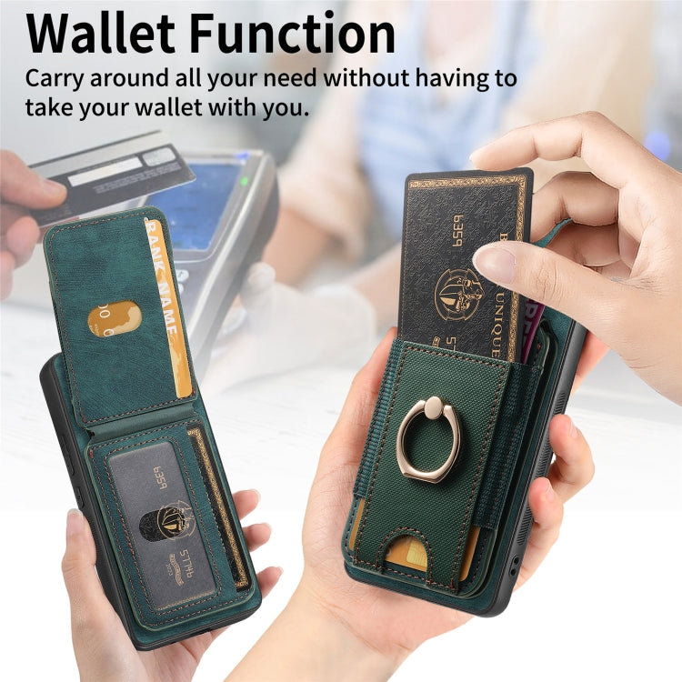 For Samsung Galaxy S25+ 5G Retro Splitable Magnetic Stand Card Bag Leather Phone Case(Green) by buy2fix