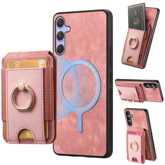 For Samsung Galaxy S25+ 5G Retro Splitable Magnetic Stand Card Bag Leather Phone Case(Pink) by buy2fix