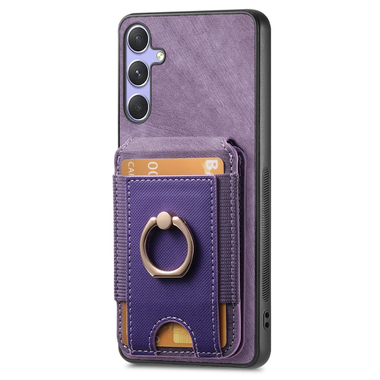 For Samsung Galaxy S25+ 5G Retro Splitable Magnetic Stand Card Bag Leather Phone Case(Purple) by buy2fix