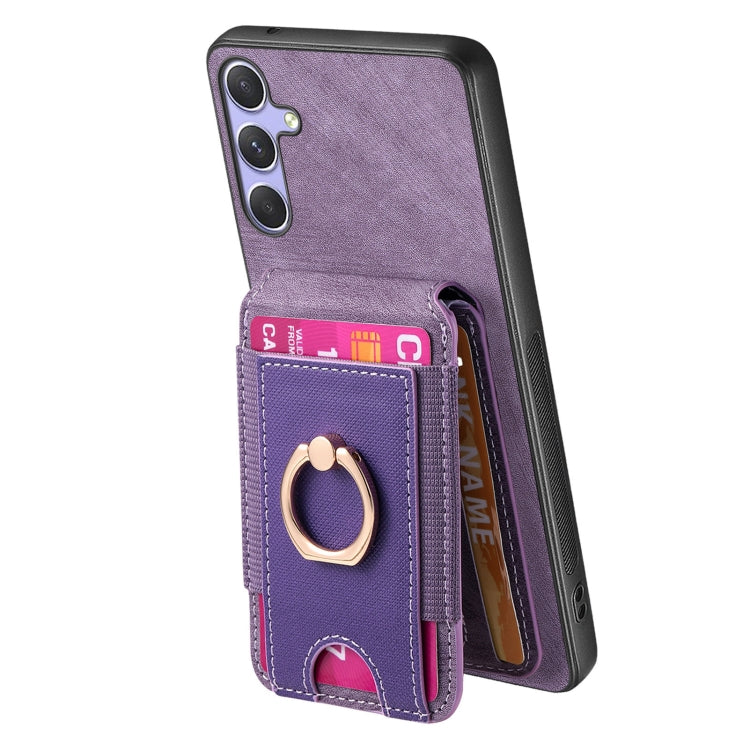 For Samsung Galaxy S25+ 5G Retro Splitable Magnetic Stand Card Bag Leather Phone Case(Purple) by buy2fix