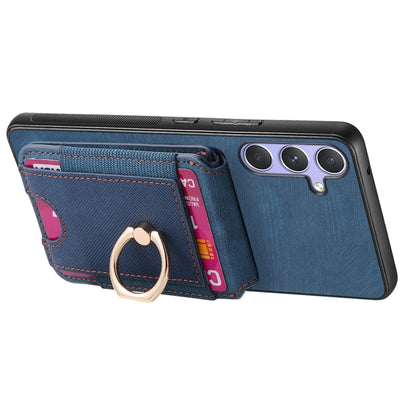 For Samsung Galaxy S25 Ultra 5G Retro Splitable Magnetic Stand Card Bag Leather Phone Case(Blue) by buy2fix
