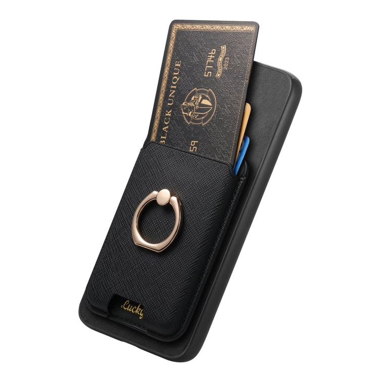 For Samsung Galaxy S25 5G Retro Cross Leather Ring Vertical Insert Card Bag MagSafe Phone Case(Black) by buy2fix