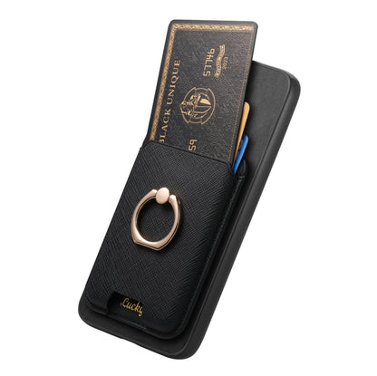 For Samsung Galaxy S25 5G Retro Cross Leather Ring Vertical Insert Card Bag MagSafe Phone Case(Black) by buy2fix