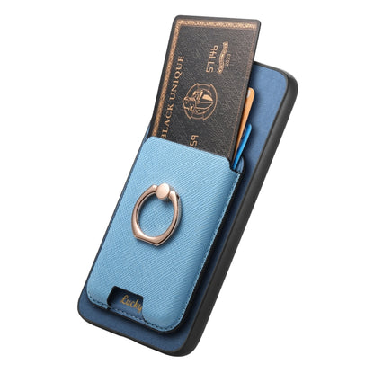 For Samsung Galaxy S25+ 5G Retro Cross Leather Ring Vertical Insert Card Bag MagSafe Phone Case(Blue) by buy2fix
