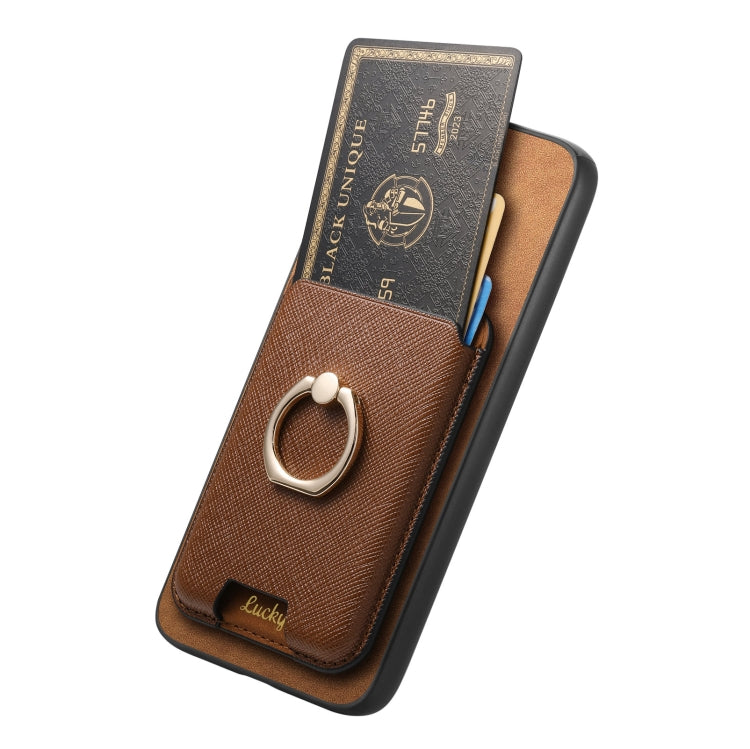 For Samsung Galaxy S25+ 5G Retro Cross Leather Ring Vertical Insert Card Bag MagSafe Phone Case(Brown) by buy2fix