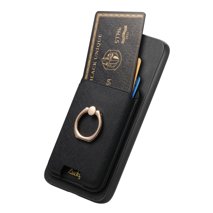 For Samsung Galaxy S25+ 5G Retro Cross Leather Ring Vertical Insert Card Bag MagSafe Phone Case(Black) by buy2fix