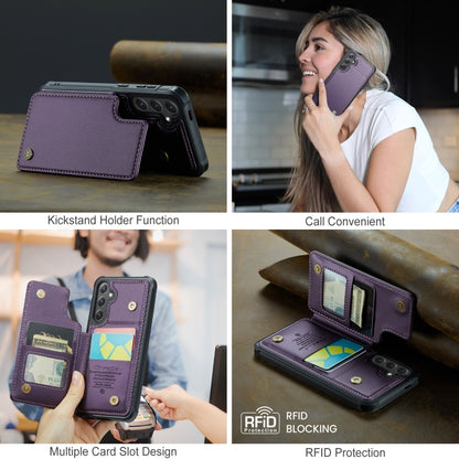 For Samsung Galaxy S25 5G CaseMe C22 Card Slots Holder RFID Anti-theft Phone Case(Purple) - Galaxy S25 5G Cases by CaseMe | Online Shopping UK | buy2fix