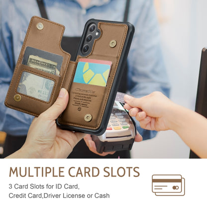 For Samsung Galaxy S25+ 5G CaseMe C22 Card Slots Holder RFID Anti-theft Phone Case(Brown) - Galaxy S25+ 5G Cases by CaseMe | Online Shopping UK | buy2fix