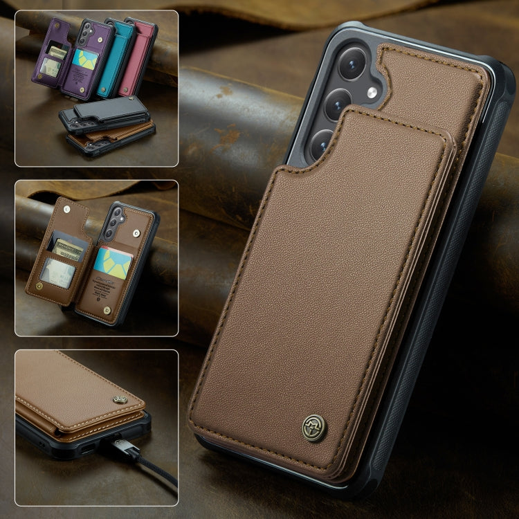 For Samsung Galaxy S25+ 5G CaseMe C22 Card Slots Holder RFID Anti-theft Phone Case(Brown) - Galaxy S25+ 5G Cases by CaseMe | Online Shopping UK | buy2fix