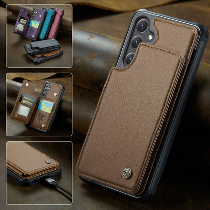 For Samsung Galaxy S25+ 5G CaseMe C22 Card Slots Holder RFID Anti-theft Phone Case(Brown) - Galaxy S25+ 5G Cases by CaseMe | Online Shopping UK | buy2fix