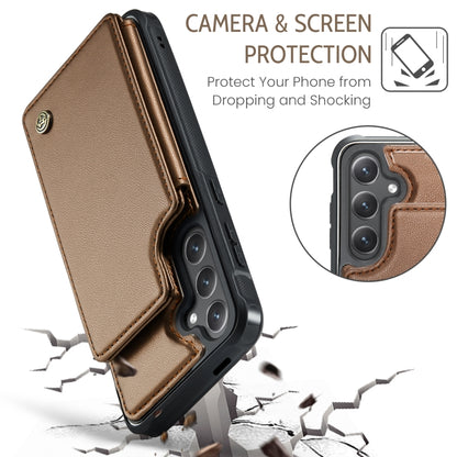 For Samsung Galaxy S25+ 5G CaseMe C22 Card Slots Holder RFID Anti-theft Phone Case(Brown) - Galaxy S25+ 5G Cases by CaseMe | Online Shopping UK | buy2fix