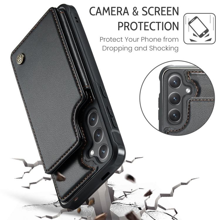 For Samsung Galaxy S25+ 5G CaseMe C22 Card Slots Holder RFID Anti-theft Phone Case(Black) - Galaxy S25+ 5G Cases by CaseMe | Online Shopping UK | buy2fix
