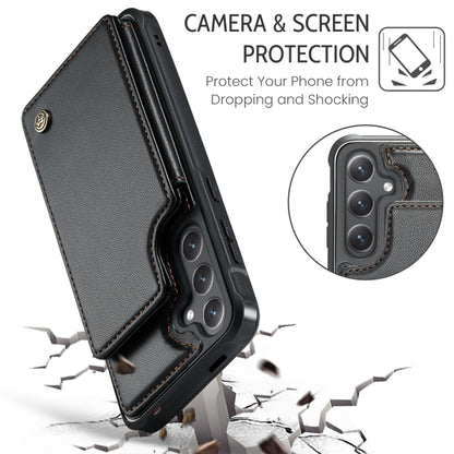 For Samsung Galaxy S25+ 5G CaseMe C22 Card Slots Holder RFID Anti-theft Phone Case(Black) - Galaxy S25+ 5G Cases by CaseMe | Online Shopping UK | buy2fix