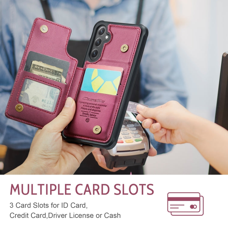 For Samsung Galaxy S25+ 5G CaseMe C22 Card Slots Holder RFID Anti-theft Phone Case(Red) - Galaxy S25+ 5G Cases by CaseMe | Online Shopping UK | buy2fix