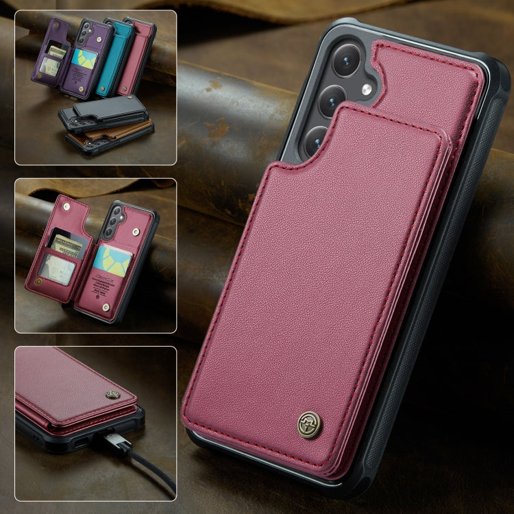 For Samsung Galaxy S25+ 5G CaseMe C22 Card Slots Holder RFID Anti-theft Phone Case(Red) - Galaxy S25+ 5G Cases by CaseMe | Online Shopping UK | buy2fix