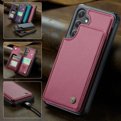 For Samsung Galaxy S25+ 5G CaseMe C22 Card Slots Holder RFID Anti-theft Phone Case(Red) - Galaxy S25+ 5G Cases by CaseMe | Online Shopping UK | buy2fix