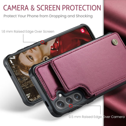 For Samsung Galaxy S25+ 5G CaseMe C22 Card Slots Holder RFID Anti-theft Phone Case(Red) - Galaxy S25+ 5G Cases by CaseMe | Online Shopping UK | buy2fix