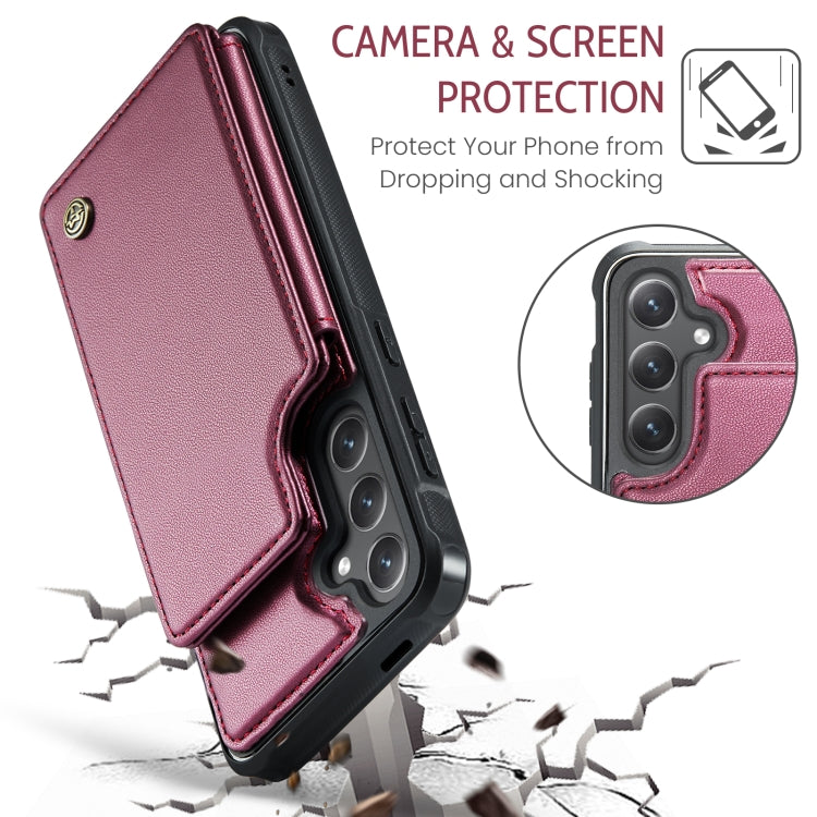 For Samsung Galaxy S25+ 5G CaseMe C22 Card Slots Holder RFID Anti-theft Phone Case(Red) - Galaxy S25+ 5G Cases by CaseMe | Online Shopping UK | buy2fix