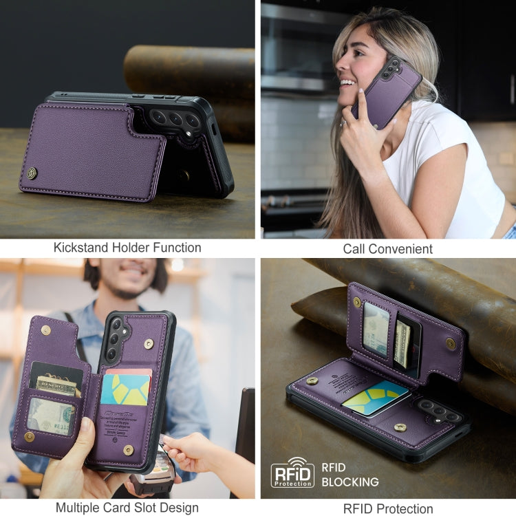 For Samsung Galaxy S25+ 5G CaseMe C22 Card Slots Holder RFID Anti-theft Phone Case(Purple) - Galaxy S25+ 5G Cases by CaseMe | Online Shopping UK | buy2fix