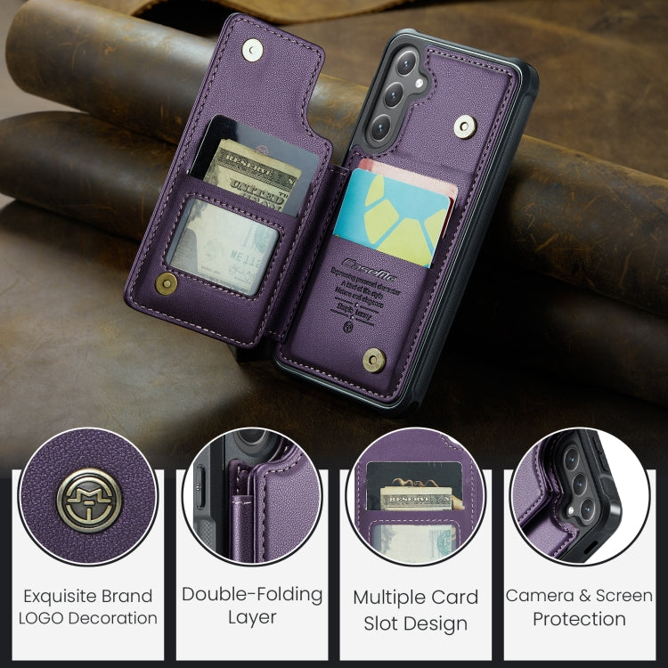 For Samsung Galaxy S25+ 5G CaseMe C22 Card Slots Holder RFID Anti-theft Phone Case(Purple) - Galaxy S25+ 5G Cases by CaseMe | Online Shopping UK | buy2fix