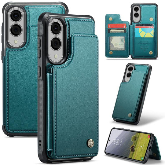 For Samsung Galaxy S25 Edge 5G CaseMe C22 Card Slots Holder RFID Anti-theft Phone Case(Green)