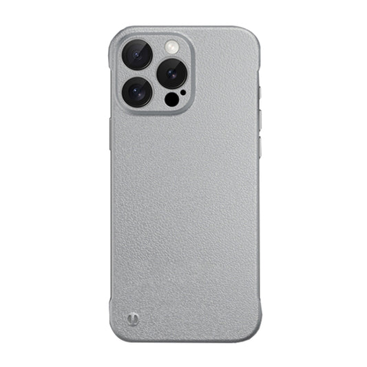 For iPhone 15 Pro Max Frameless Litchi Texture PC Phone Case(Titanium Silver) - iPhone 15 Pro Max Cases by buy2fix | Online Shopping UK | buy2fix