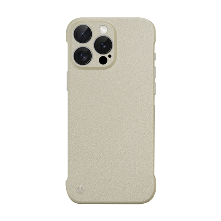 For iPhone 15 Pro Frameless Litchi Texture PC Phone Case(Light Yellow) - iPhone 15 Pro Cases by buy2fix | Online Shopping UK | buy2fix