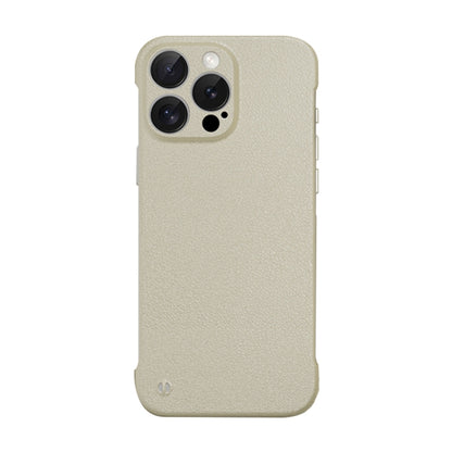 For iPhone 15 Pro Frameless Litchi Texture PC Phone Case(Light Yellow) - iPhone 15 Pro Cases by buy2fix | Online Shopping UK | buy2fix