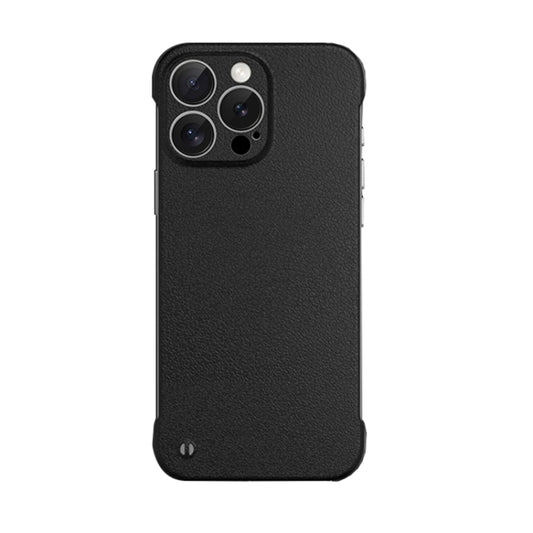 For iPhone 15 Pro Frameless Litchi Texture PC Phone Case(Graphite Black) - iPhone 15 Pro Cases by buy2fix | Online Shopping UK | buy2fix