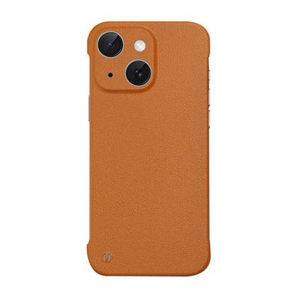For iPhone 15 Frameless Litchi Texture PC Phone Case(Orange) - iPhone 15 Cases by buy2fix | Online Shopping UK | buy2fix